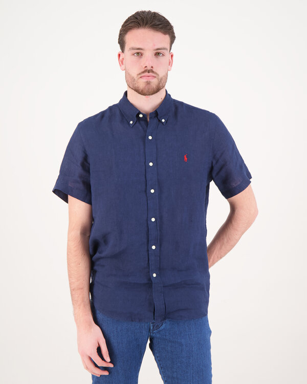 Custom Fit Linnen Shirt Marine