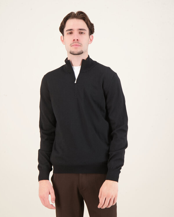 Knitwear Mock Zip Sweater Zwart