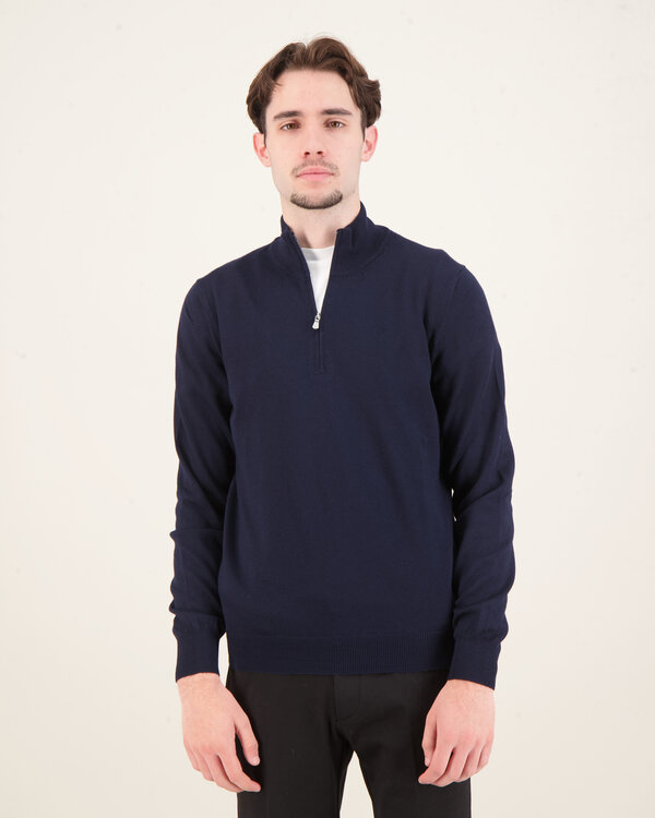 Knitwear Mock Zip Sweater Marine