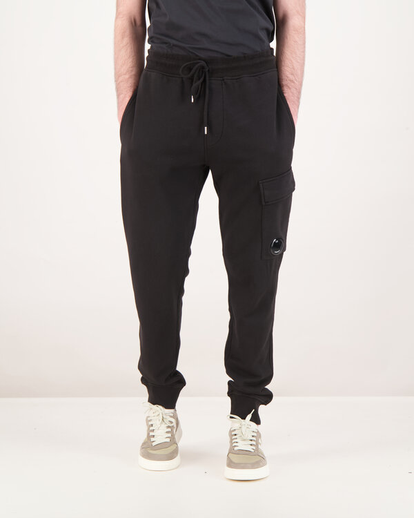 Diagonal Raised Fleece Cargo Sweatpants Zwart