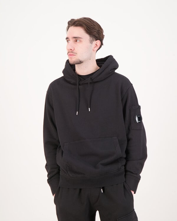 Diagonal Raised Hoodie Black