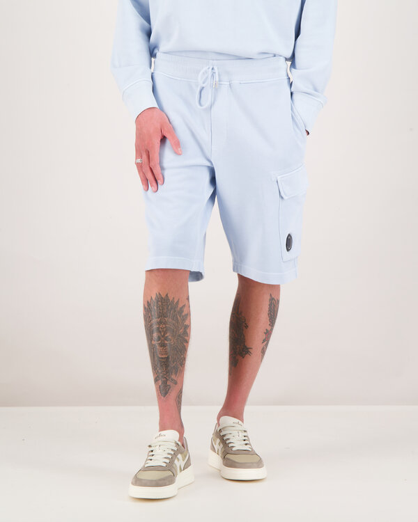 Diagonal Raised Fleece Cargo Sweatshorts L.Blauw