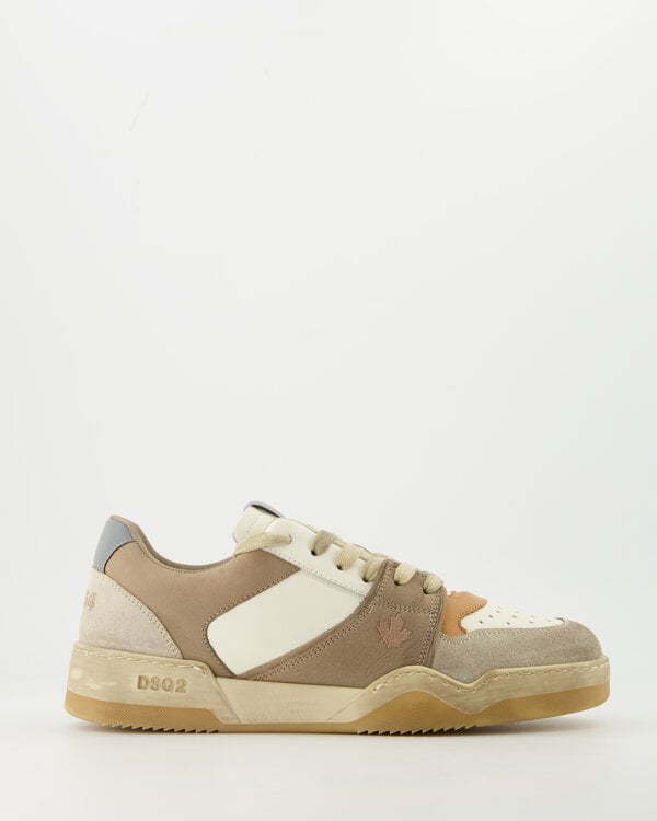 Spiker Lace-Up Low Top Sneakers Taupe