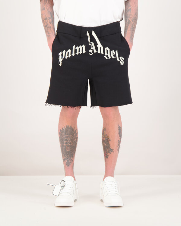 Curved Logo Track Sweatshorts Schwarz