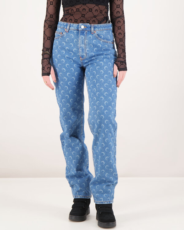 Moon Laser Denim Straight Jeans Licht Blauw