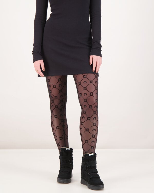 Recycled Mesh Flock Tights Zwart