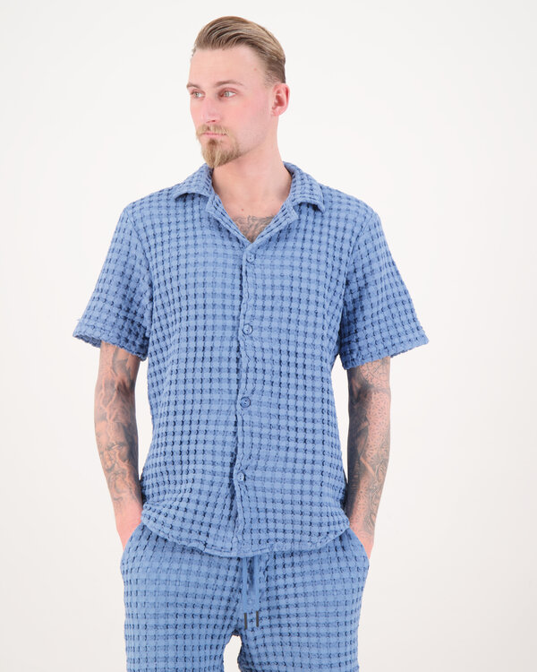 Cuba Waffle SS Shirt Blauw