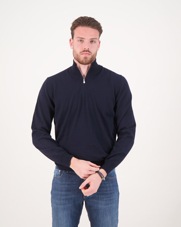 Mock Zip Knitwear Long Sleeve Marine