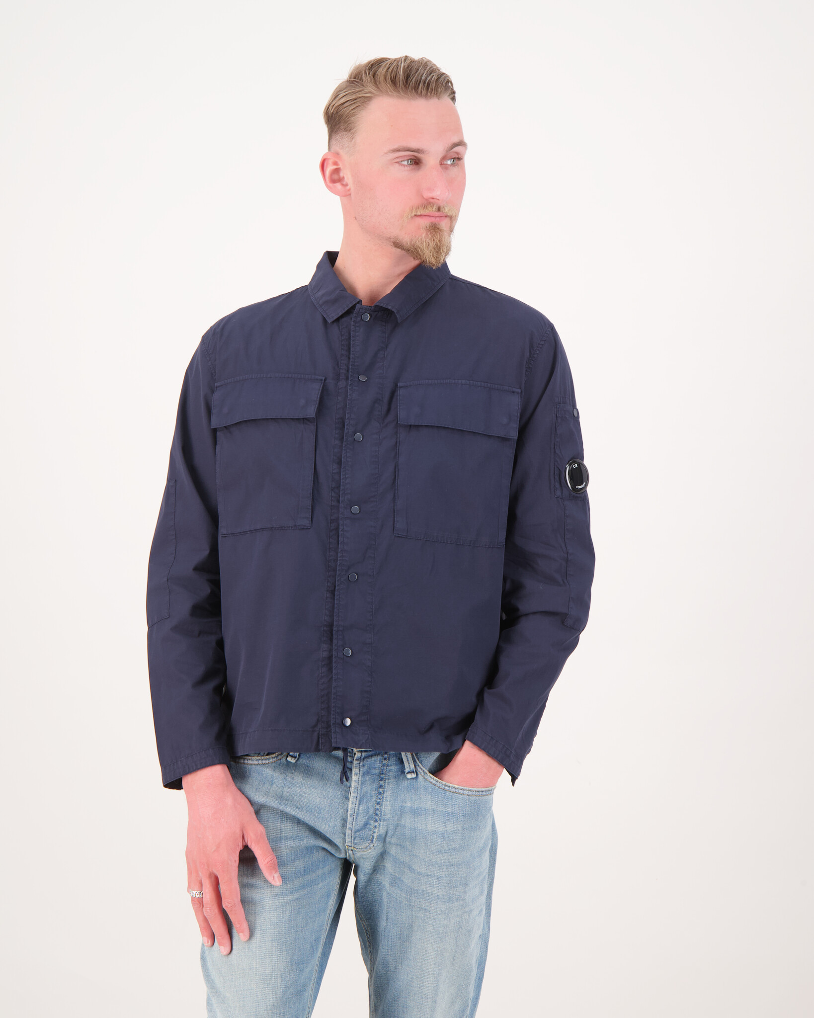 美品C.P.COMPANY Cotton Rip Stop Overshirt C.P. Company Cotton Rip-Stop Overshirt Blue - Beachim