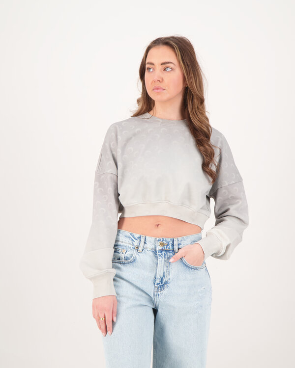Moon Faded Fleece Cropped Sweater Grijs