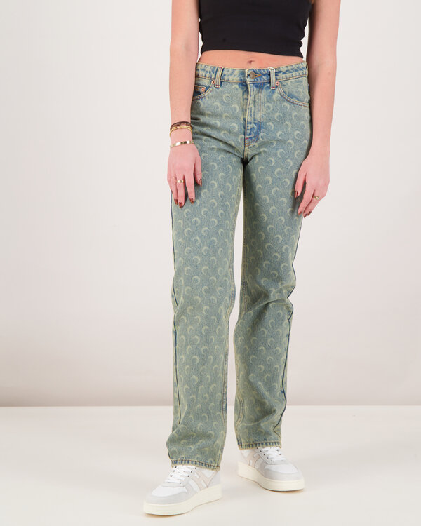 Moon Laser Denim Straight Jeans Licht Blauw