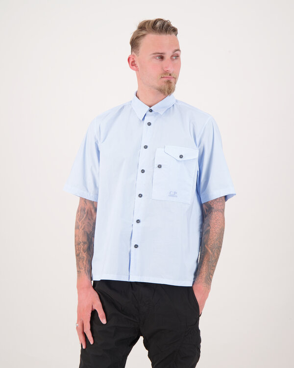 Short Sleeve Popeline Shirt Hellblau