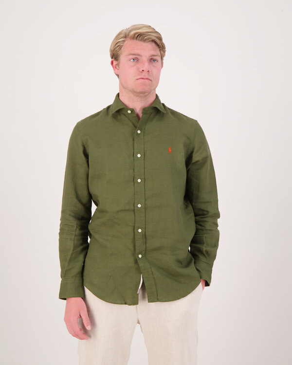Custom Fit Linen Shirt Groen