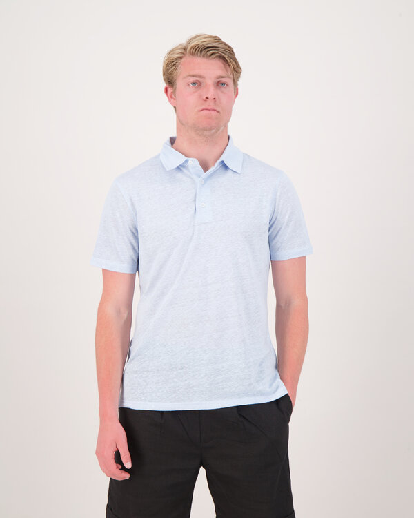 Linen Polo Shirt Light Blue