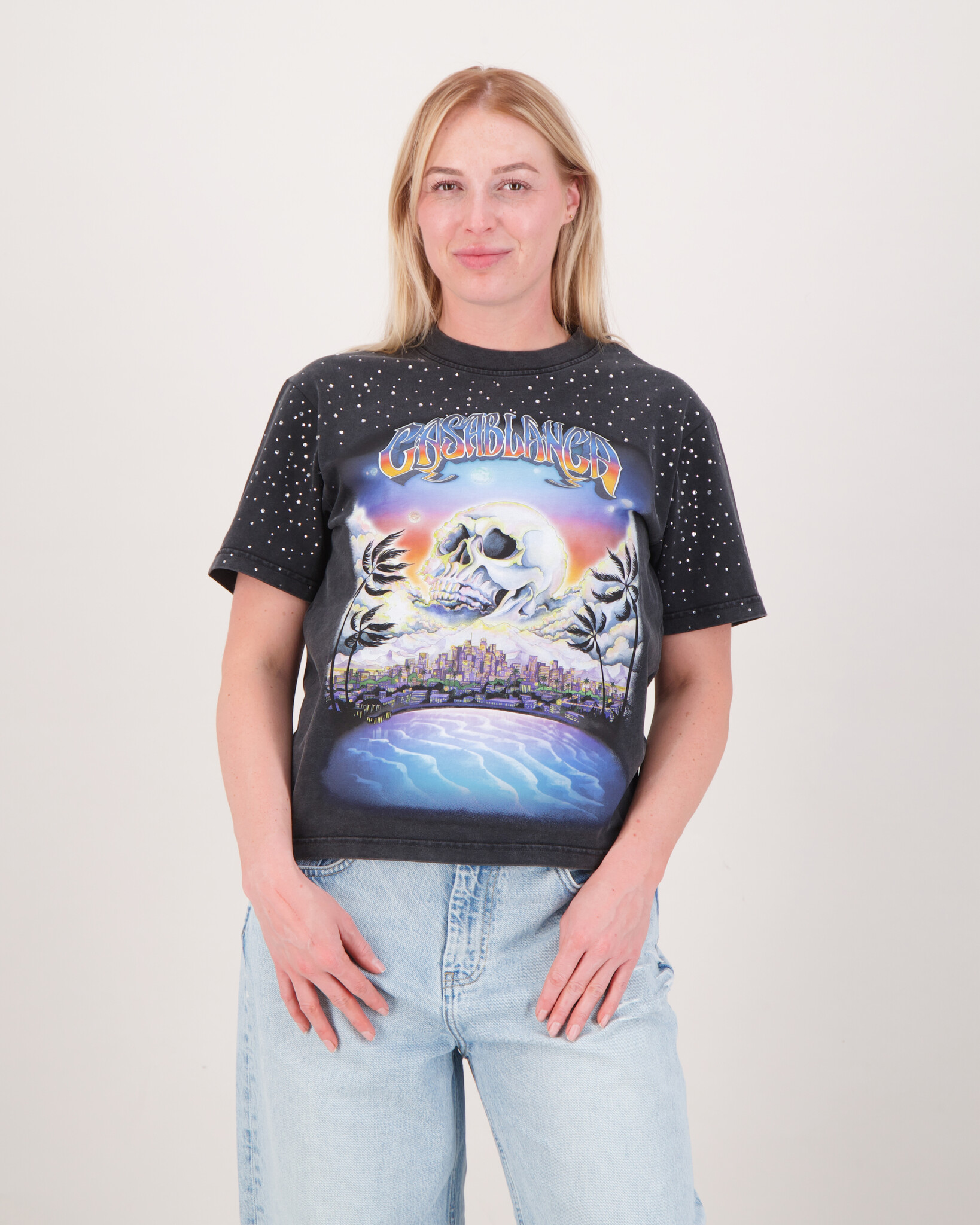Tシャツ・カットソー CASABLANCA La Premonition Hotfix Printed T-Shirt Faded Black Casablanca La Premonition Hotfix T-Shirt Black - Beachim