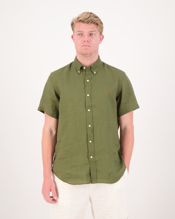 Custom Fit Linnen Shirt Olive