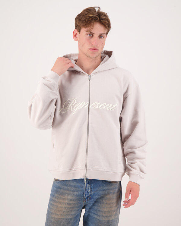 Script Logo Zip Hoodie Grijs