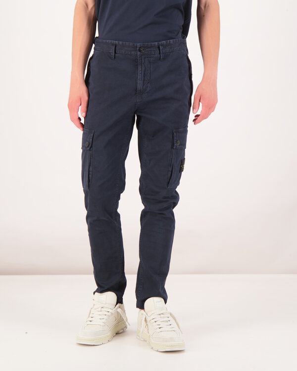 3100034 Stretch Broken Twill Cotton Cargo Trousers Marine