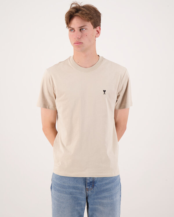 AMI De Coeur Black Logo T-Shirt Creme