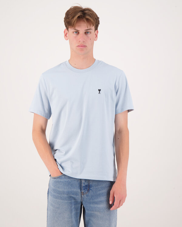 AMI De Coeur Black Logo T-Shirt Hellblau