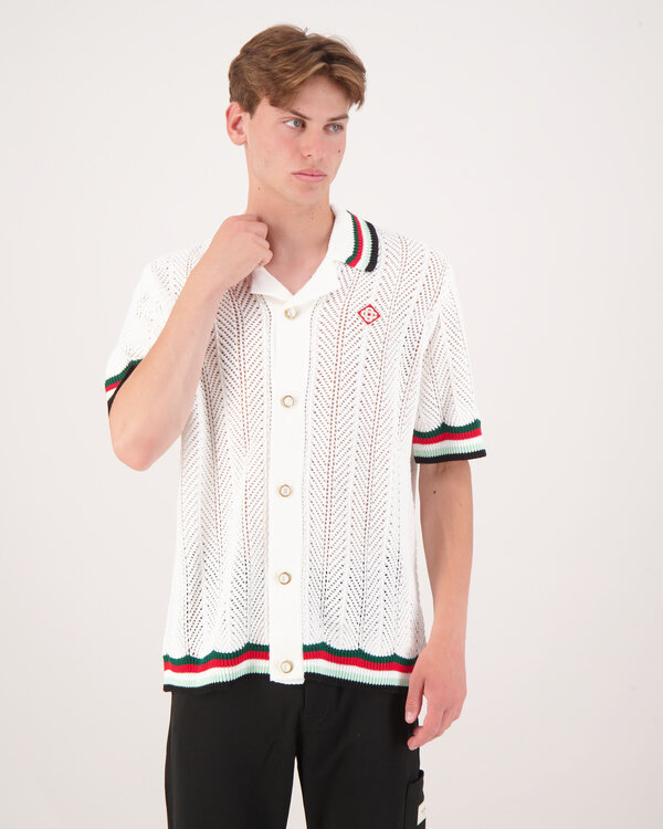 Sporty Faux Crochet Shirt Wit
