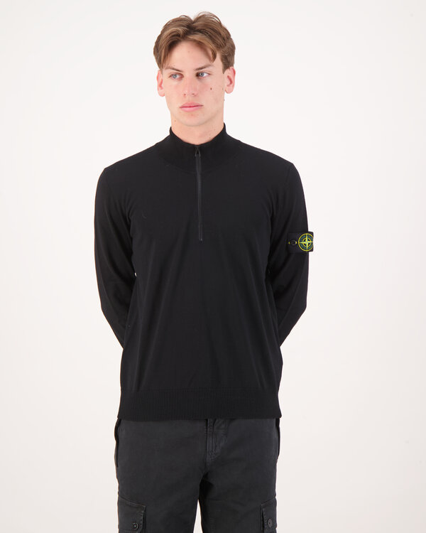5100007 Half Zip LS Polo Schwarz