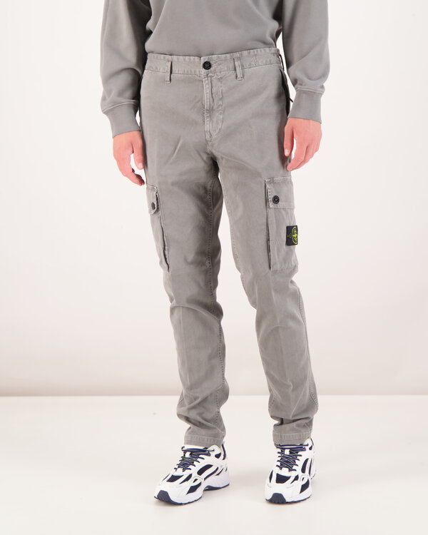 3100034 Stretch Broken Twill Cotton Cargo Trousers Grijs