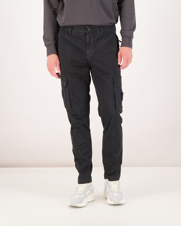 3100034 Stretch Broken Twill Cotton Cargo Trousers Zwart