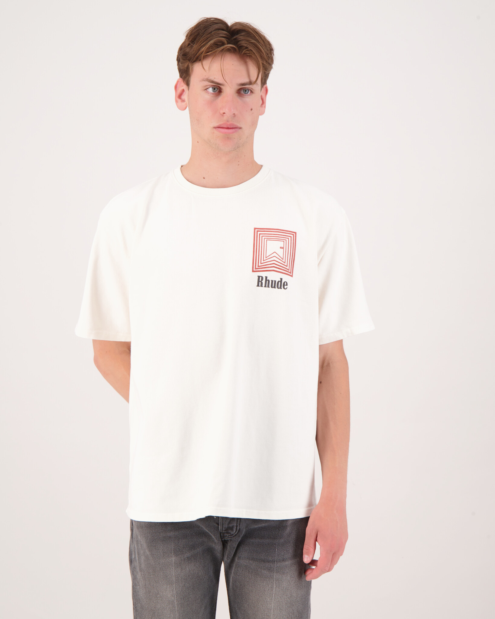Rhude Chevron Logo Repeat T-Shirt Wit - Beachim