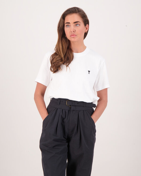 AMI De Coeur Black Logo T-Shirt Offwhite Dames