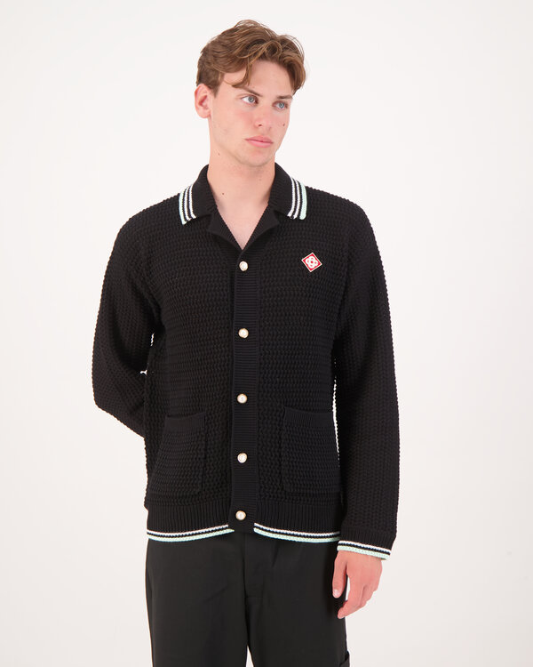 Embroidered Faux Crochet Shirt Schwarz