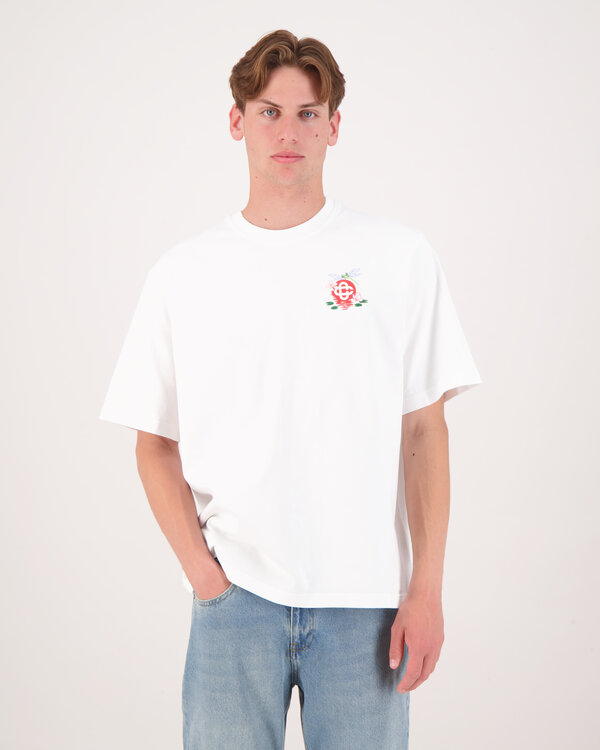 Dragonfly Floral Printed Oversized Shirt Weiss