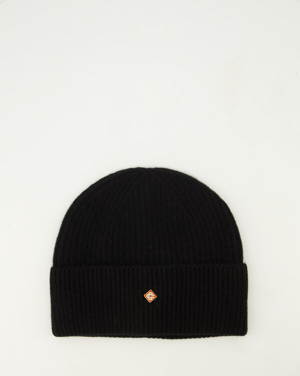 Half Cardigan Beanie Schwarz