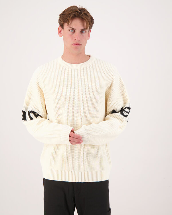 Name Rundhals-Strickpullover Ecru
