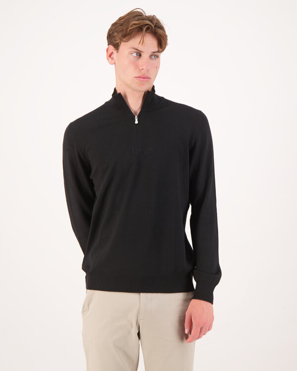 Kaschmirpullover mit Zipper-Kragen Schwarz
