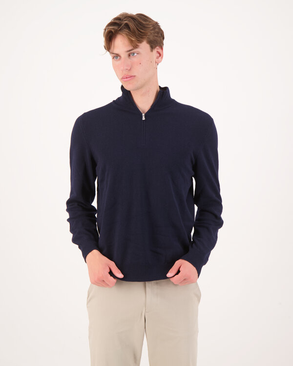 Kaschmirpullover mit Zipper-Kragen Marine