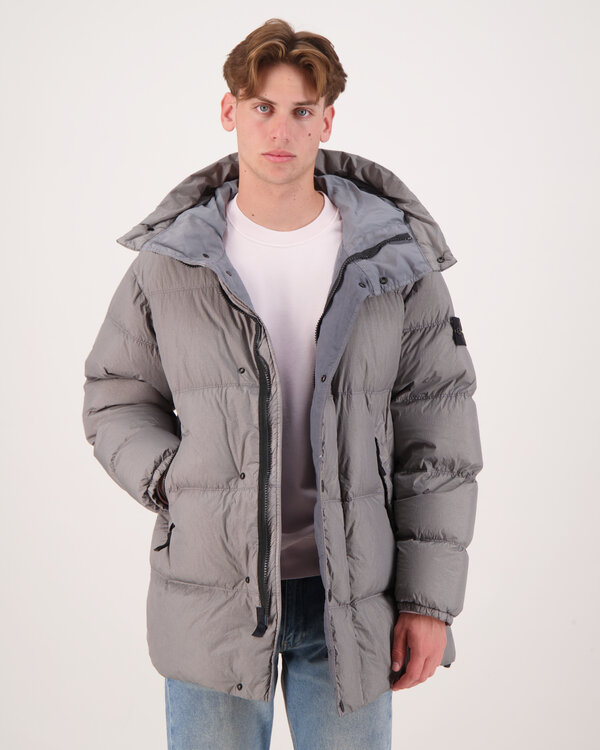 4100012 Crinkle NY Recycled down parka Jacket Grau