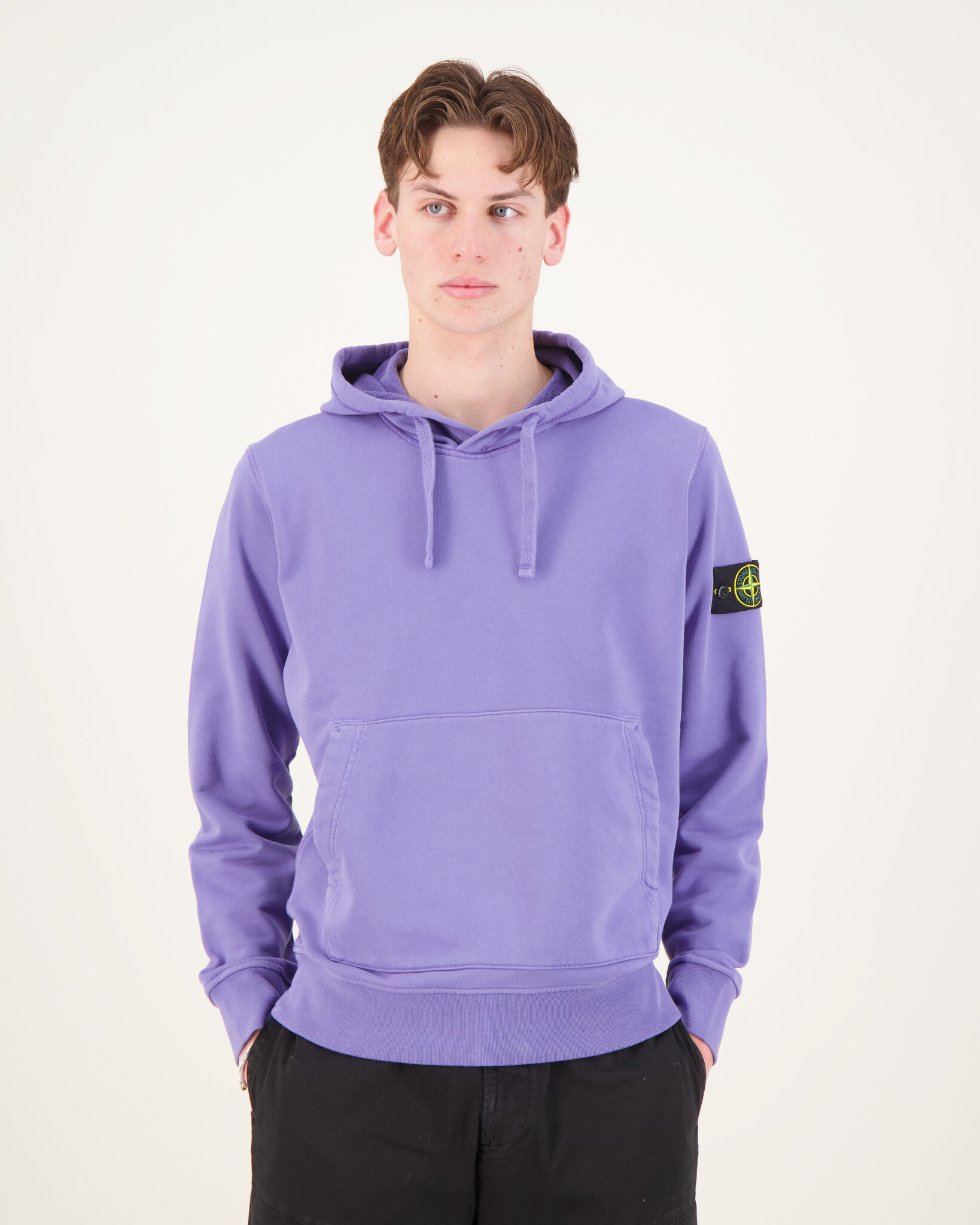 トップス Stone  Organi CottonFleece Hoodie Stone Island Hoodie 6100042 S00 Zwart