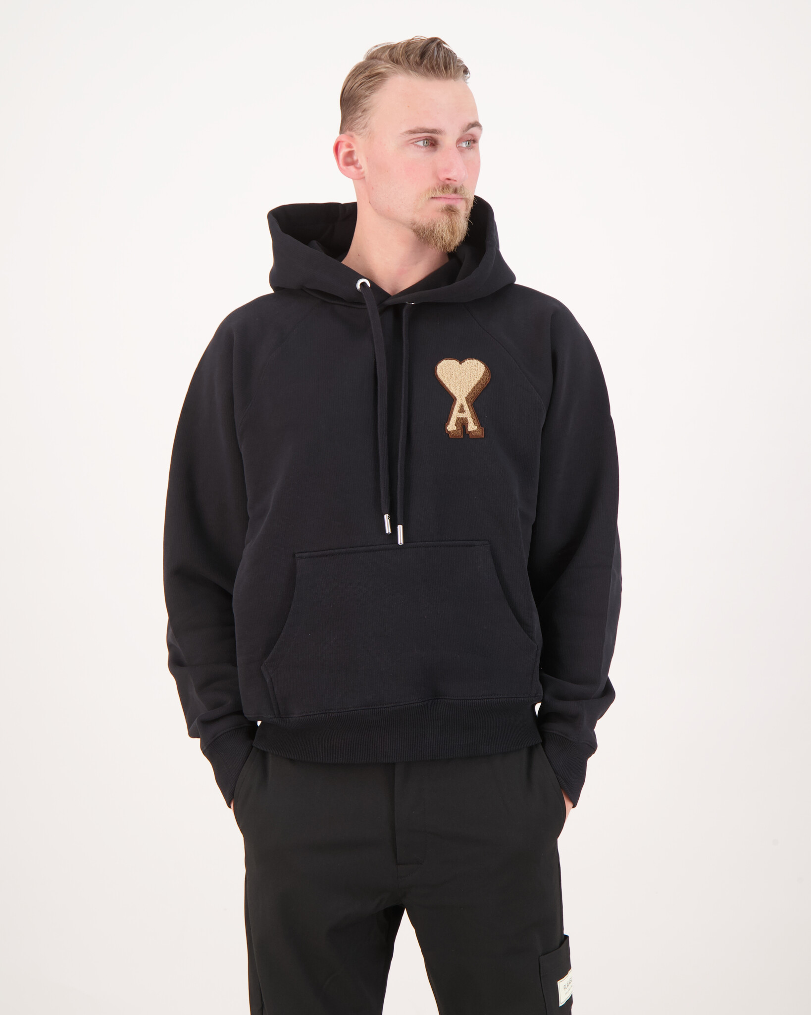 Ami Paris ADC Patch Hoodie Black - Beachim