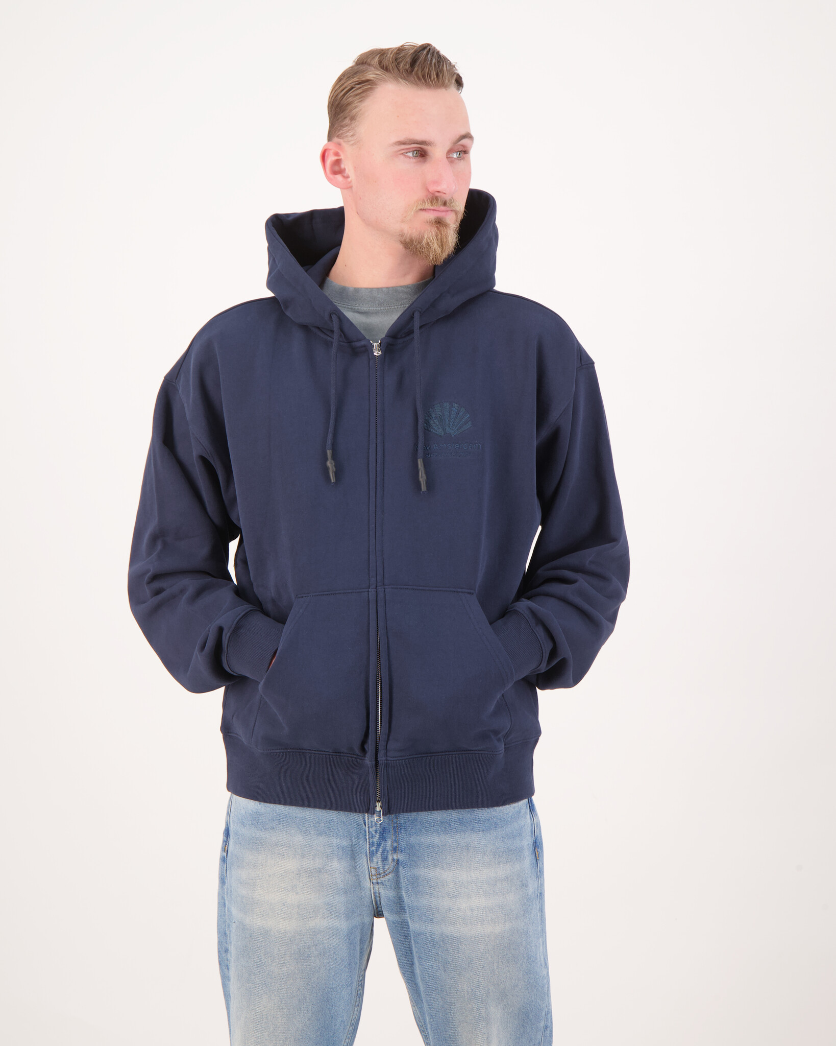New Amsterdam Surf Association Logo Hoodie Zip Up Navy - Beachim