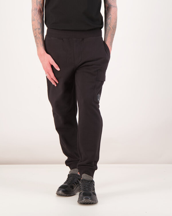 Diagonal Raised Fleece Cargo Sweatpants Zwart