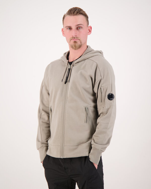 Diagonal Raised Fleece Weste Hoodie Grau