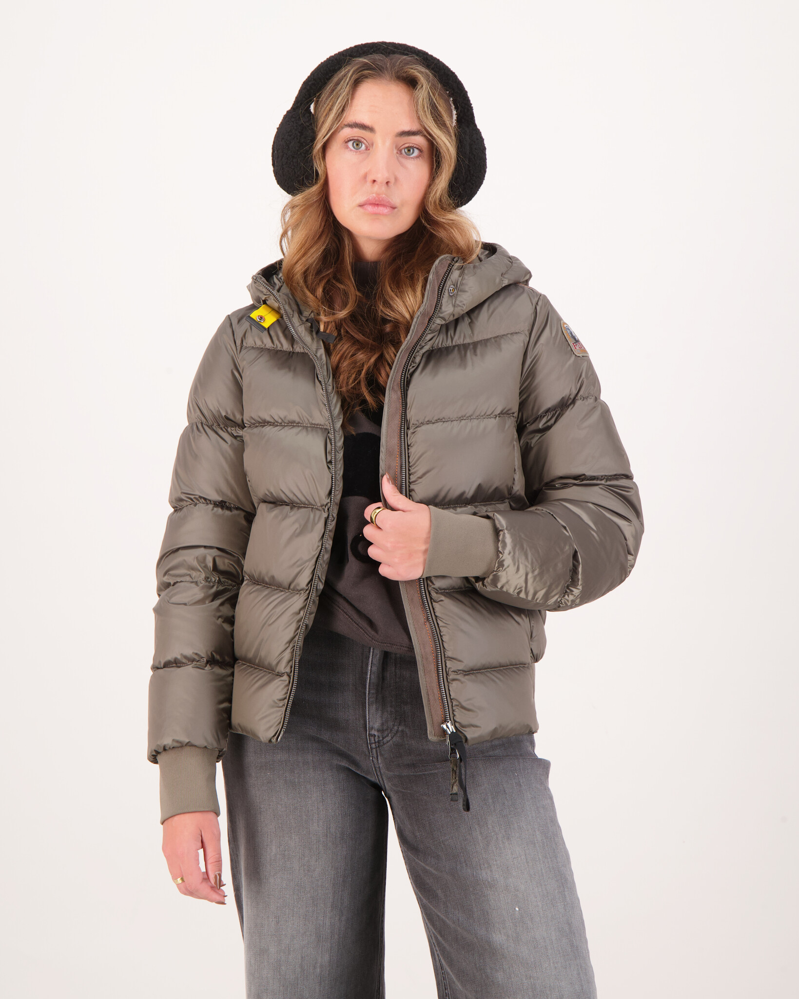 Parajumpers Mariah Hooded Down Bomber Jacket Olive - Beachim