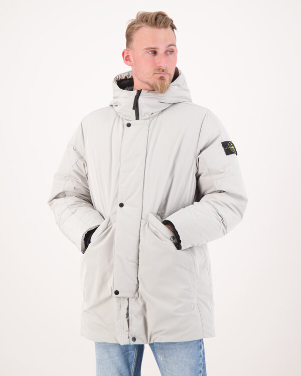 7100008 Micro Twill Hooded Down Parka Jas Grijs