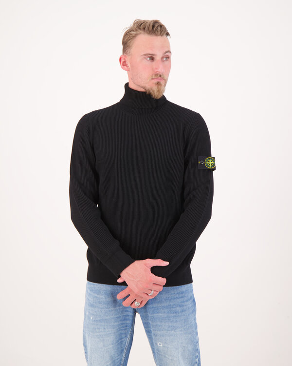 5100052 Full Rib RWS Wool Rollkragenpullover Schwarz