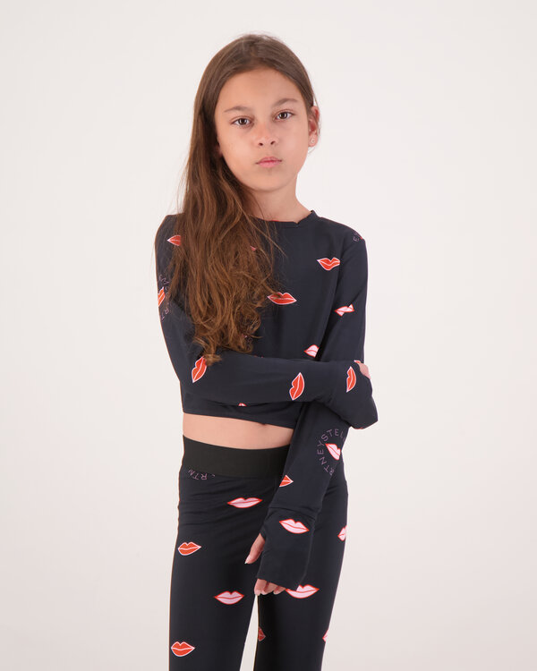 Logo Lips Long Sleeve Shirt Black