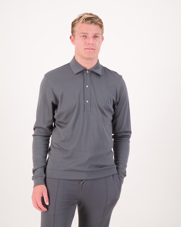 Polo Langarm Anthrazit