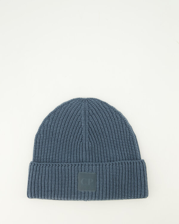 Merino Wool Knit Beanie Blauw