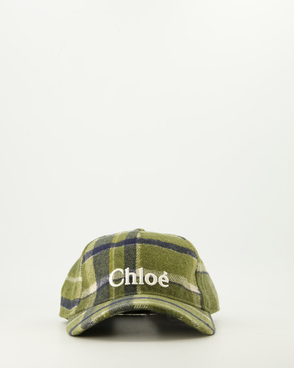 Check Pattern Logo Cap Green