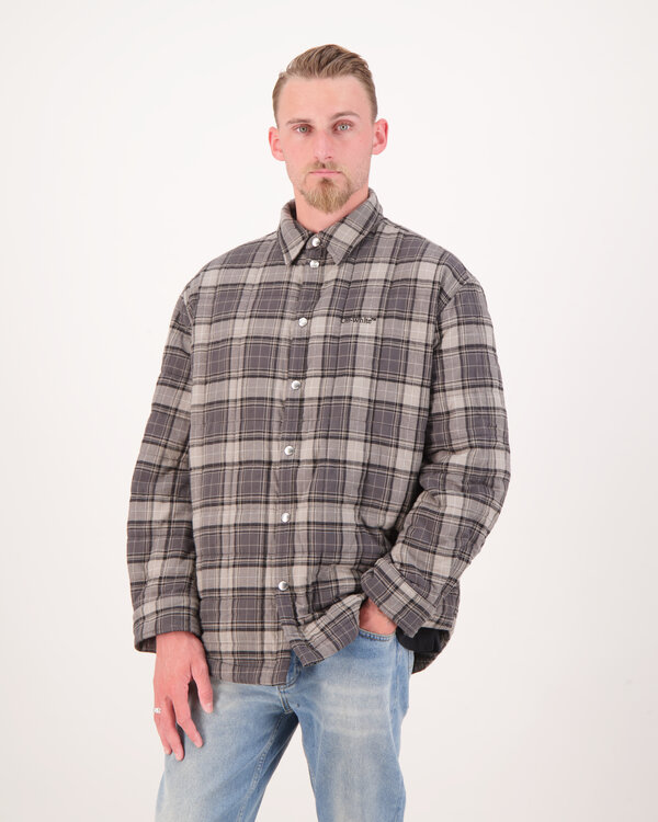 Spray Arr Check Flan Padd Overshirt Donkergrijs